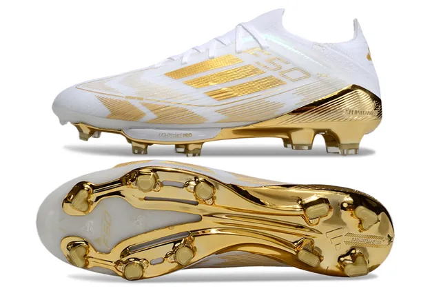 Adidas F50 White and Gold Firm-Ground Soccer Shoes 6