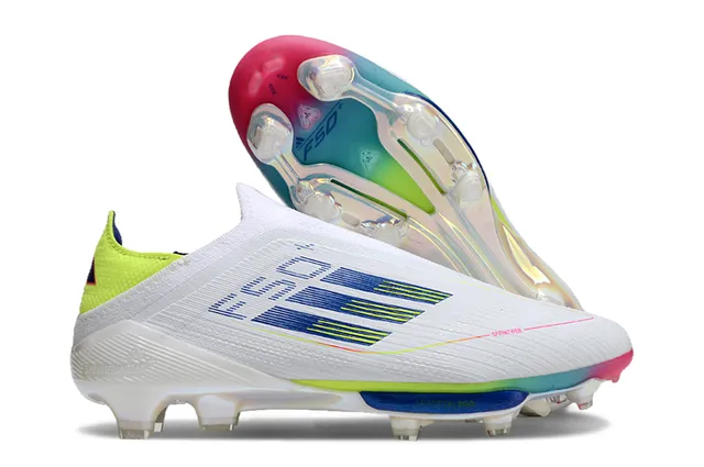 Adidas F50 সাদা বহুরঙা লো-কাট সক-ফিট আপার ইরিডেসেন্ট হিল কাউন্টার Firm-Ground ফুটবল জুতা 1
