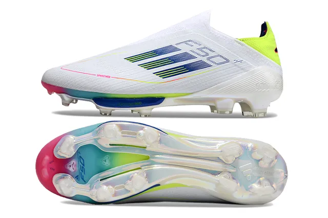 Adidas F50 সাদা বহুরঙা লো-কাট সক-ফিট আপার ইরিডেসেন্ট হিল কাউন্টার Firm-Ground ফুটবল জুতা 6