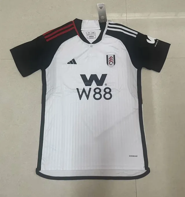 Adidas Fulham FC Home White Black Red Short-Sleeve Collared Jersey 3