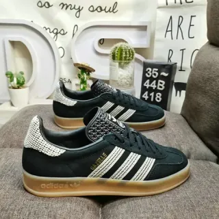 Adidas Gazelle Black and White Woven Stripe Lifestyle Sneakers