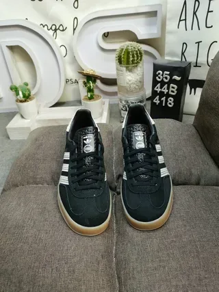 Adidas Gazelle Black and White Woven Stripe Lifestyle Sneakers 10