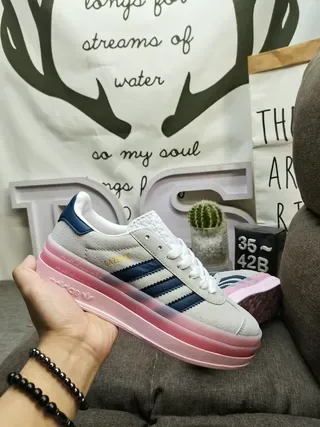 Adidas Gazelle Light Gray Navy Orange Gum Lifestyle Sneakers 5