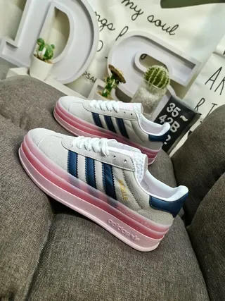 Adidas Gazelle Light Gray Navy Orange Gum Lifestyle Sneakers 7