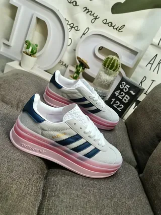 Adidas Gazelle Light Gray Navy Orange Gum Lifestyle Sneakers 9
