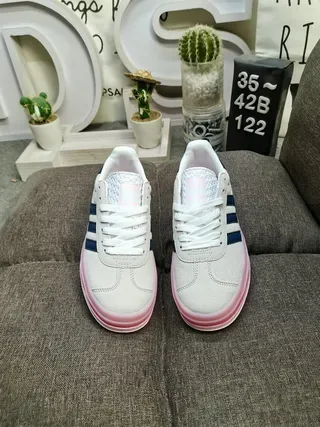 Adidas Gazelle Light Gray Navy Orange Gum Lifestyle Sneakers 10