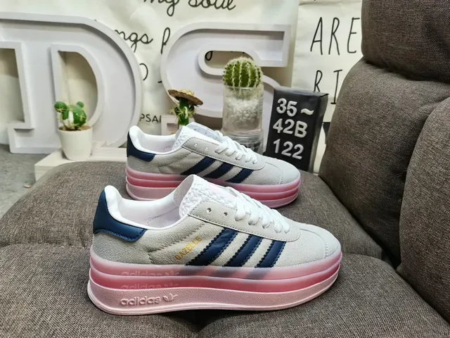 Adidas Gazelle Light Gray Navy Orange Gum Lifestyle Sneakers 11
