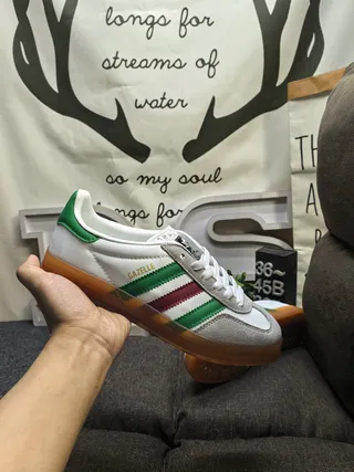 Adidas Gazelle White Green Red Gum Lifestyle Sneakers 5