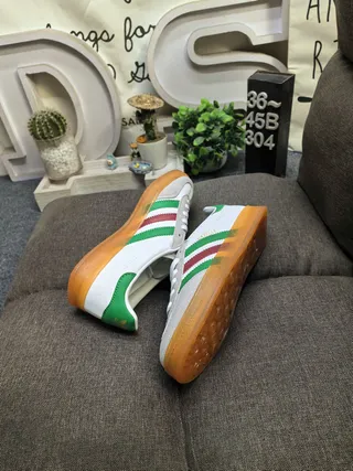 Adidas Gazelle White Green Red Gum Lifestyle Sneakers 6