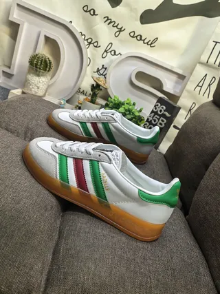 Adidas Gazelle White Green Red Gum Lifestyle Sneakers 7