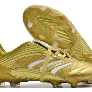 Adidas सुनहरा सफेद धातु कृत्रिम ऊपरी रिब्ड बनावट फर्म ग्राउंड फुटबॉल जूते