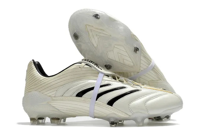 Adidas সোনালি সাদা ধাতব সিন্থেটিক উপরের রিবড টেক্সচার দৃঢ় মাটির ফুটবল জুতা 2