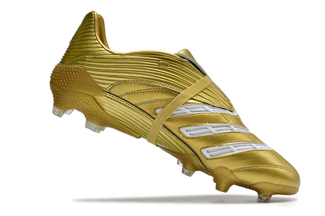 Adidas সোনালি সাদা ধাতব সিন্থেটিক উপরের রিবড টেক্সচার দৃঢ় মাটির ফুটবল জুতা 13