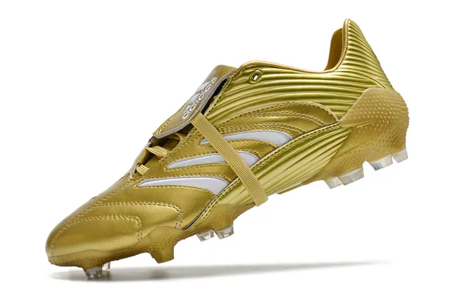 Adidas সোনালি সাদা ধাতব সিন্থেটিক উপরের রিবড টেক্সচার দৃঢ় মাটির ফুটবল জুতা 14