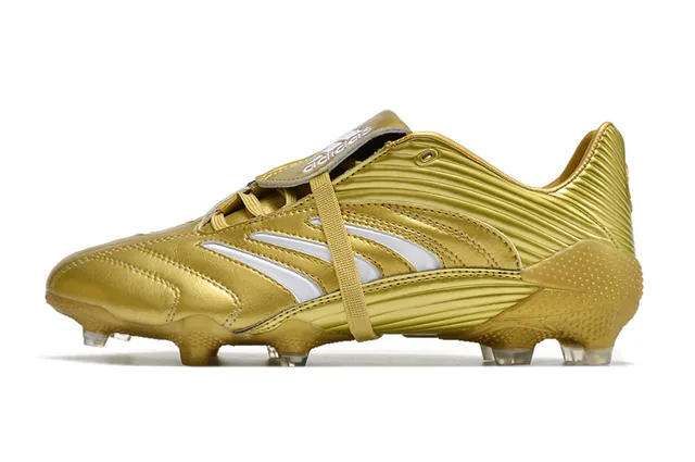 Adidas সোনালি সাদা ধাতব সিন্থেটিক উপরের রিবড টেক্সচার দৃঢ় মাটির ফুটবল জুতা 15