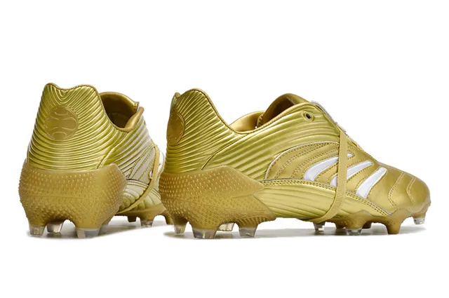 Adidas সোনালি সাদা ধাতব সিন্থেটিক উপরের রিবড টেক্সচার দৃঢ় মাটির ফুটবল জুতা 17