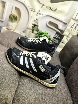 Adidas Gray Black Breathable Mesh Upper Three-Stripe Side Panel Sneakers 17