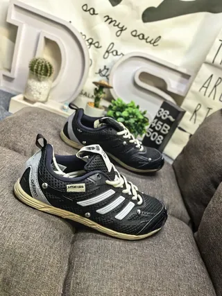 Adidas Gray Black Breathable Mesh Upper Three-Stripe Side Panel Sneakers 19