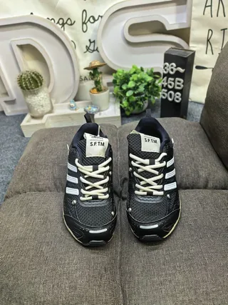 Adidas Gray Black Breathable Mesh Upper Three-Stripe Side Panel Sneakers 20