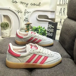 Adidas Gray Pink Suede Upper Three-Stripe Side Panel Lifestyle Sneakers