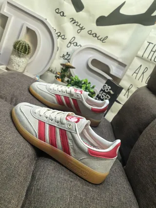 Adidas Gray Pink Suede Upper Three-Stripe Side Panel Lifestyle Sneakers 7