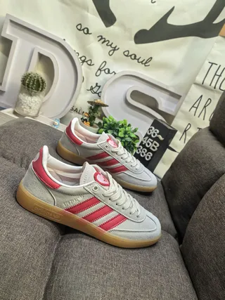 Adidas Gray Pink Suede Upper Three-Stripe Side Panel Lifestyle Sneakers 9
