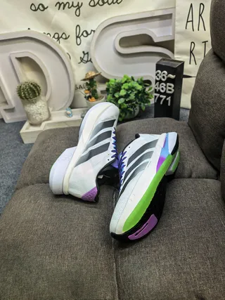 Adidas Gray Purple Mesh Upper Three-Stripe Side Panel Running Shoes 6