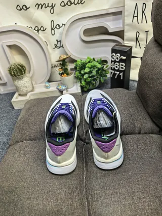 Adidas Gray Purple Mesh Upper Three-Stripe Side Panel Running Shoes 8