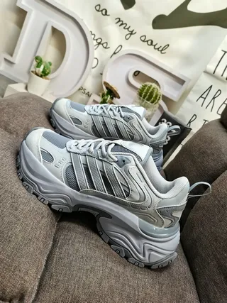 Adidas Gray Silver Sole Mesh And Synthetic Overlay Construction Chunky Sneakers 7