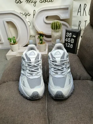 Adidas Gray Silver Sole Mesh And Synthetic Overlay Construction Chunky Sneakers 10