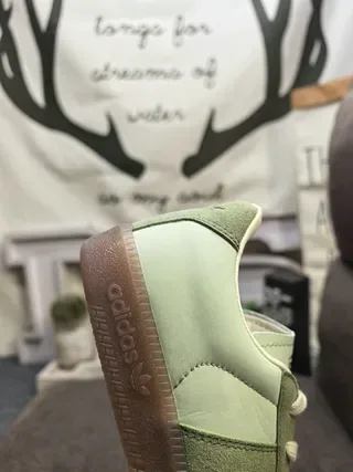 Adidas Green Beige Two-Tone Suede And Leather Gum Rubber Sole Lifestyle Sneakers 3