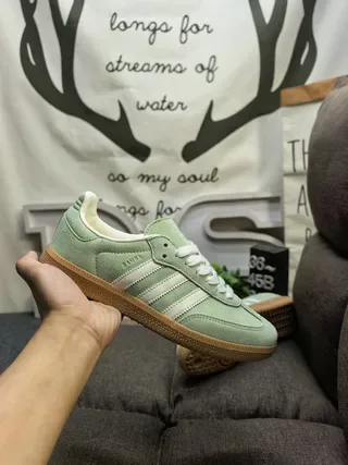 Adidas Green White Suede Upper Gum Rubber Sole Sneakers 5