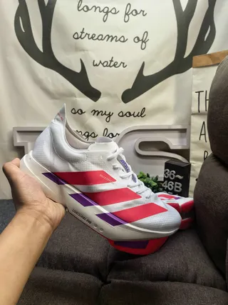Adidas Lightstrike Pro White Red Lightweight Engineered Mesh Upper Sculpted Midsole Running Shoes 5