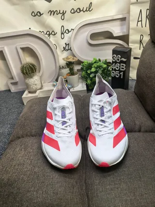 Adidas Lightstrike Pro White Red Lightweight Engineered Mesh Upper Sculpted Midsole Running Shoes 10