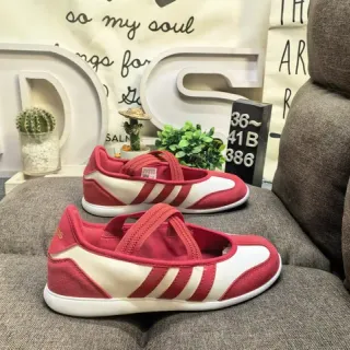 Adidas Mary Jane Red Beige Low-Top Dual-Strap Mary Jane Shoes
