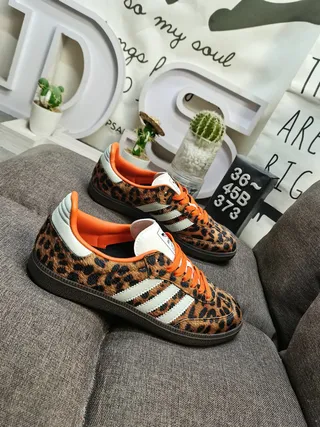 Adidas Multicolor Orange Leopard-Print Upper Lining And Laces Lifestyle Sneakers 9