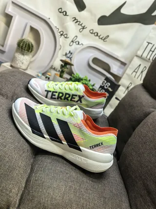 Adidas Multicolor Orange Lightweight Mesh Upper Neon Gradient Overlay Running Shoes 7