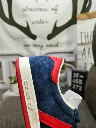 Adidas Navy Red Suede Upper Three-Stripe Side Panel Lifestyle Sneakers 4