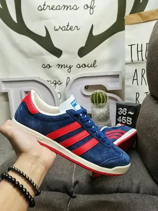 Adidas Navy Red Suede Upper Three-Stripe Side Panel Lifestyle Sneakers 6