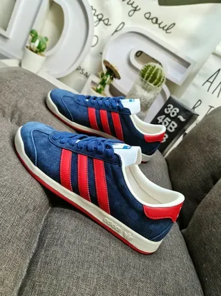 Adidas Navy Red Suede Upper Three-Stripe Side Panel Lifestyle Sneakers 7
