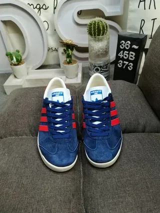 Adidas Navy Red Suede Upper Three-Stripe Side Panel Lifestyle Sneakers 10