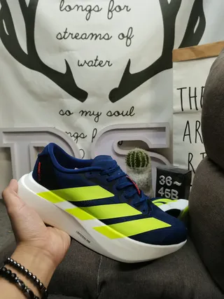 Adidas Navy Yellow Low-Top Racing Silhouette Engineered Mesh Upper Running Shoes 5