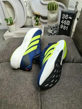 Adidas Navy Yellow Low-Top Racing Silhouette Engineered Mesh Upper Running Shoes 6