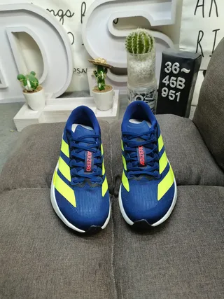 Adidas Navy Yellow Low-Top Racing Silhouette Engineered Mesh Upper Running Shoes 10