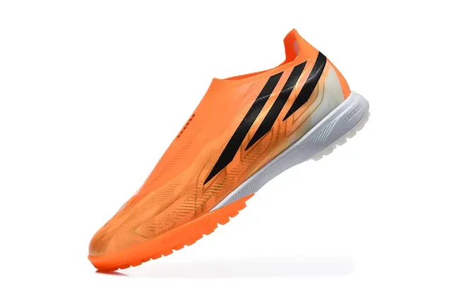Adidas Chaussures de football turf orange noir low-cut sock-fit upper transparent overlay synthétique 4