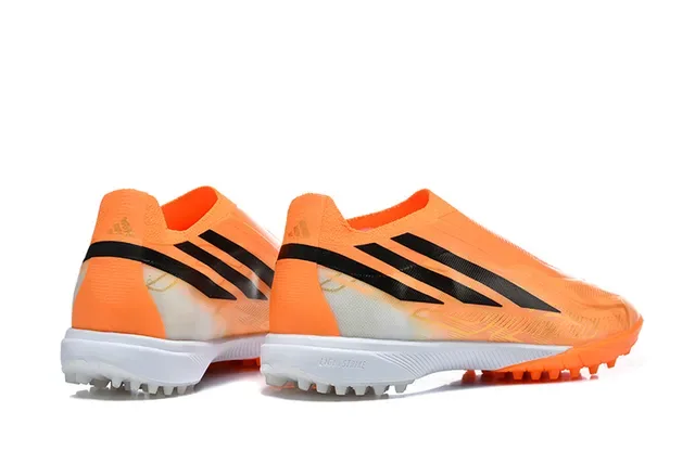 Adidas Chaussures de football turf orange noir low-cut sock-fit upper transparent overlay synthétique 5