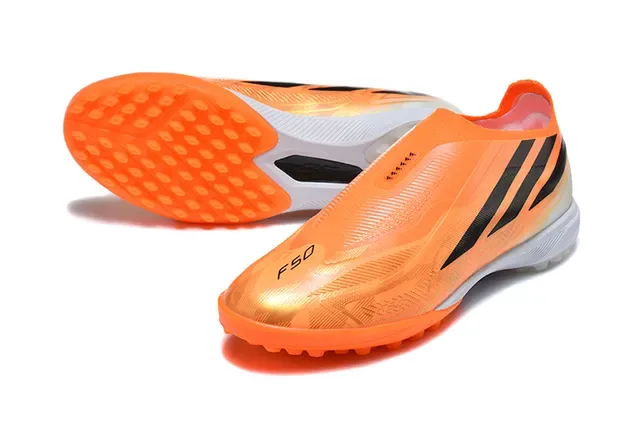 Adidas Chaussures de football turf orange noir low-cut sock-fit upper transparent overlay synthétique 6