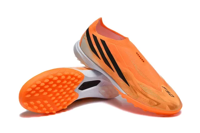 Adidas Chaussures de football turf orange noir low-cut sock-fit upper transparent overlay synthétique 7