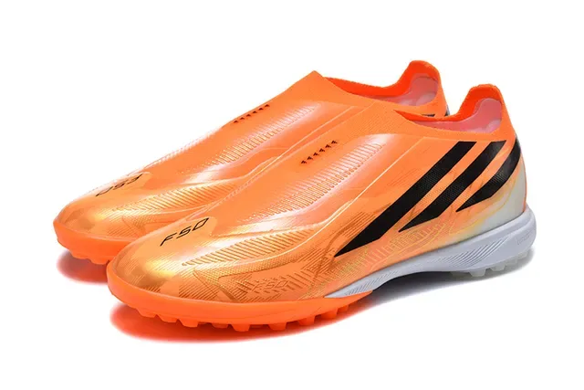 Adidas Chaussures de football turf orange noir low-cut sock-fit upper transparent overlay synthétique 8