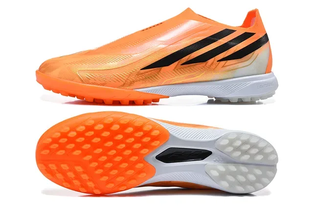 Adidas Chaussures de football turf orange noir low-cut sock-fit upper transparent overlay synthétique 9